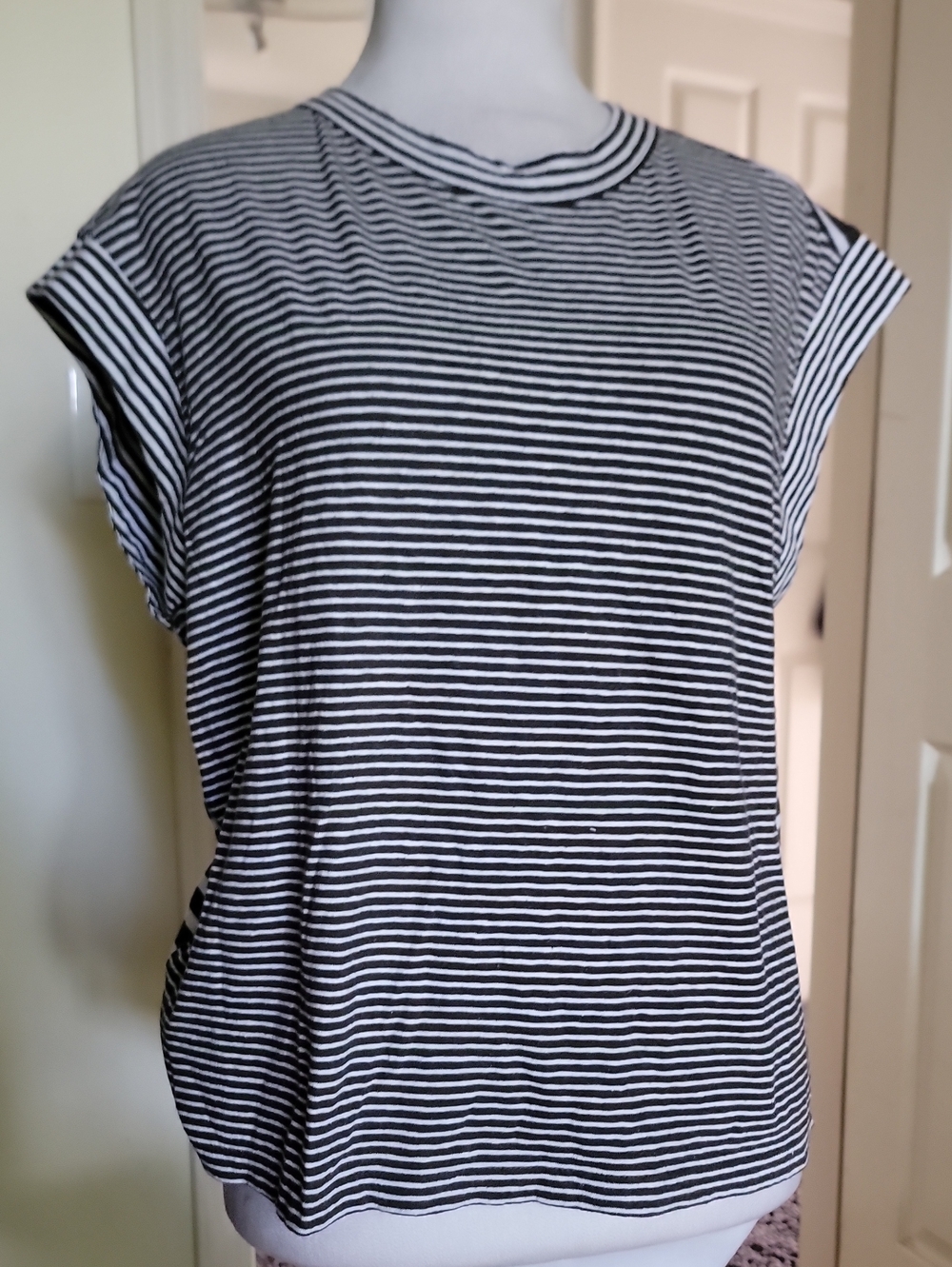 Madewell Black and White Striped Tank Top